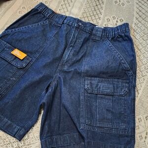 Savane Hiking Shorts Men 34 Blue Denim Tech Pocket Elastic Waist Outdoor Dad NWT